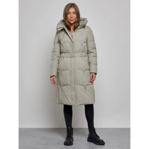 Пальто утепленное зимнее женское, размер 44, цвет зелёный