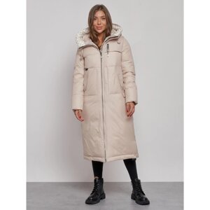 Пальто утепленное зимнее женское, размер 48, цвет бежевый