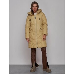 Пальто утепленное зимнее женское, размер 48, цвет горчичный