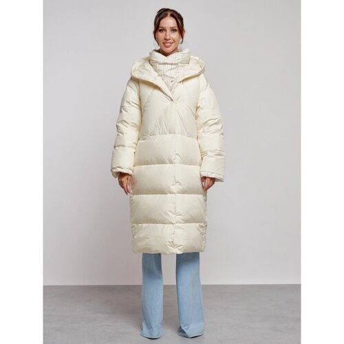 Пальто утепленное зимнее женское, размер 48, цвет светло-бежевый