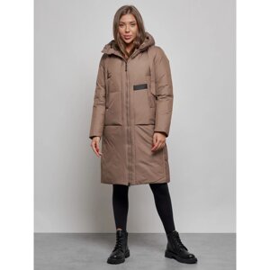Пальто утепленное зимнее женское, размер 50, цвет коричневый