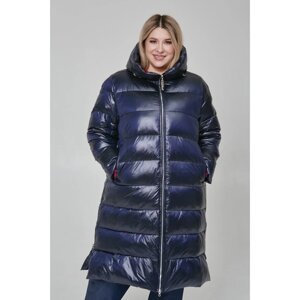 Пальто женское, размер 62, цвет тёмно-синий