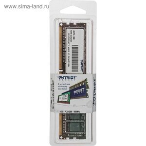 Память DDR3 patriot PSD34G16002, 4гб, PC3-12800, 1600 мгц, DIMM