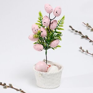 Пасхальный декор «Яйца на ветке» розового цвета, 5 11 30 см