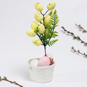 Пасхальный декор «Яйца на ветке» жёлтого цвета, 5 11 30 см