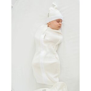 Пеленка-кокон на молнии с шапочкой Nature essence, рост 56-68 см, цвет молочный