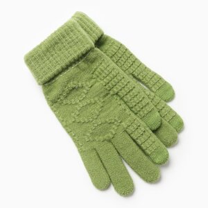 Перчатки женские, цвет зеленый, размер 7-8