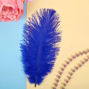 Перо для декора, размер:20-24 см, цвет синий
