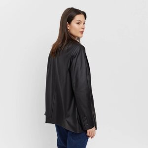 Пиджак женский (экокожа) MINAKU: Eco leather, цвет чёрный, размер 48