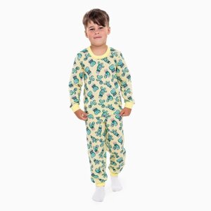 Пижама для мальчика, цвет жёлтый/кактусы, рост 98 см