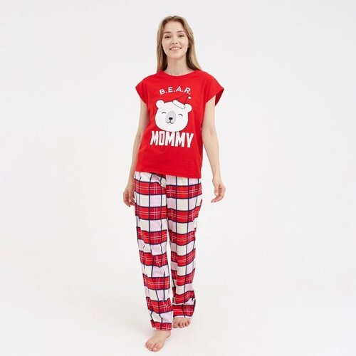 Пижама новогодняя женская KAFTAN "Bear", цвет красный, размер 40-42