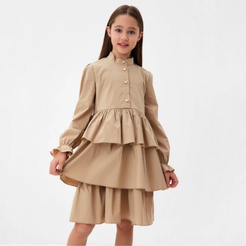 Платье для девочки MINAKU цвет бежевый, рост 98 см