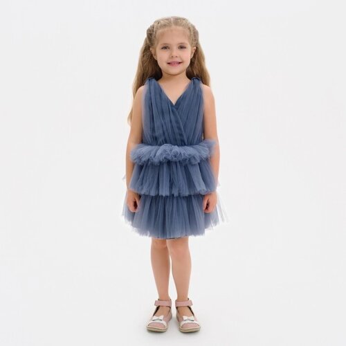 Платье нарядное для девочки KAFTAN, рост 122-128 см (34), цвет серо-синий