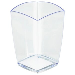 Подставка-стакан для канцелярии СТАММ "Тропик", пластик, квадратная, прозрачная
