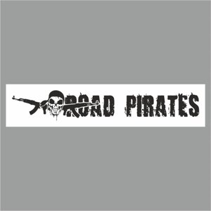 Полоса на лобовое стекло "ROAD PIRATES", белая, 1600 х 170 мм