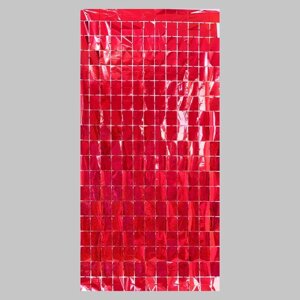 Праздничный занавес голография, 100 200 см., цвет красный