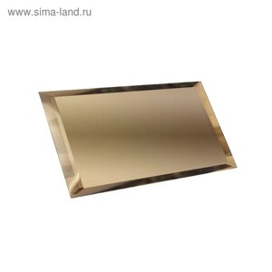 Прямоугольная зеркальная бронзовая матовая плитка с фацетом 10 мм, 480х120 мм