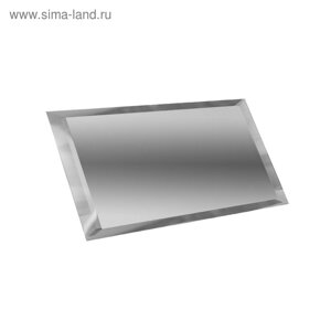 Прямоугольная зеркальная серебряная плитка с фацетом 10 мм 240х120 мм