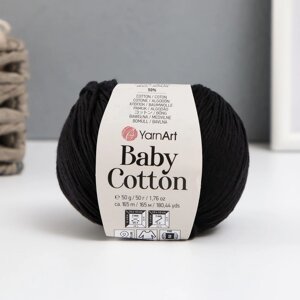 Пряжа "Baby cotton" 50% акрил 50% хлопок 165м/50гр (460 чёрный)
