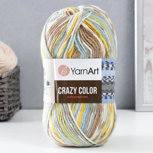 Пряжа "Crazy color" 25% шерсть, 75% акрил 260м/100гр (180 жёлтый-гол-беж)