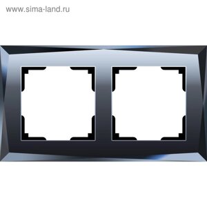 Рамка на 2 поста WL08-Frame-02, цвет черный, материал стекло