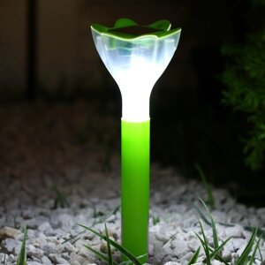 Садовый светильник на солнечной батарее «Цветок зелёный», 6 29 6 см, 1 LED, свечение белое