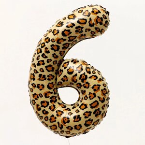 Шар фольгированный 32"Цифра 6», цвет леопард