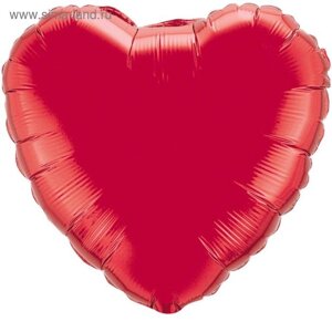Шар фольгированный 32"Сердце» без рисунка, металл, цвет красный