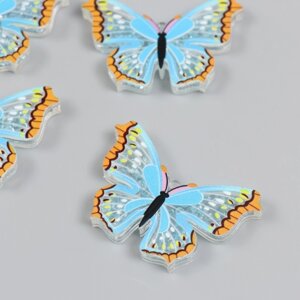 Шейкер для творчества акрил "Бабочка голубая с оранжевым" с бисером 0,5х5,1х3,3 см