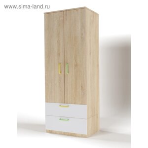Шкаф 2-х дверный с ящиками «Стайл», 800 550 2110 мм, цвет дуб сонома / белый