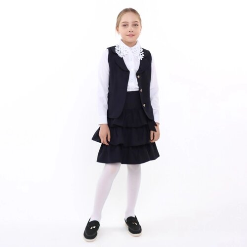 Школьный костюм для девочек, цвет тёмно-синий, рост 134 см