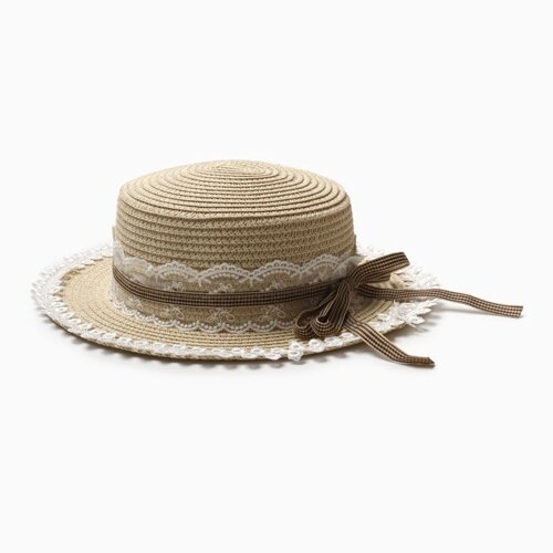 Шляпа для девочки "Леди" MINAKU, р-р 52, цв. бежевый