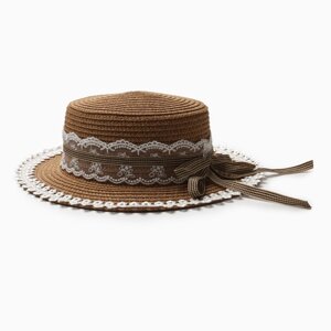 Шляпа для девочки "Леди" MINAKU, р-р 52, цв. светло-коричневый
