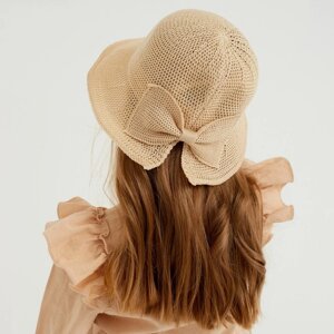 Шляпа для девочки MINAKU с бантом, цвет молочный, р-р 50-52 7