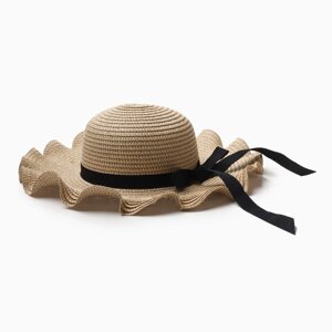 Шляпа для девочки с бантом MINAKU, р-р 52, цв. бежевый