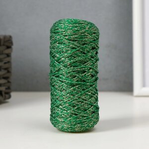 Шнур для вязания 100% полиэфир с люрексом 1 мм цилиндр, 7510гр, 200м, 25- зеленый+золото