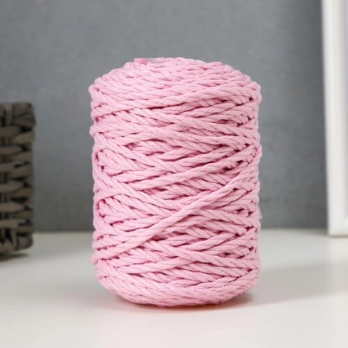 Шнур для вязания 80% хлопок, 20% полиэстер крученый 3 мм, 185г/45м,30-св. розовый