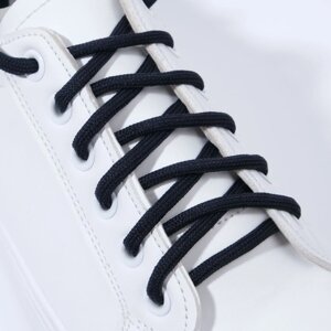 Шнурки для обуви, пара, круглые, d = 5 мм, 90 см, цвет тёмно-синий