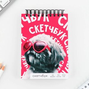 Скетчбук А6, 80 листов твердая обложка «Собака»