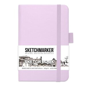 Скетчбук Sketchmarker, 90 х 140 мм, 80 листов, твёрдая обложка из искусственной кожи, фиолетовый, блок 140 г/м2