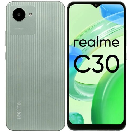 Смартфон Realme C30, 6.5", LCD, 2 sim, 4 Гб, 64 Гб, 8 Мп, 5 Мп, microSD, 5000 мАч, зеленый