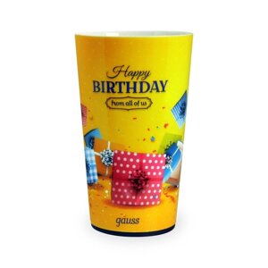 Стакан с подсветкой Gauss, включение от напитка, модель LCUP Birthday, 3XLR44 LED