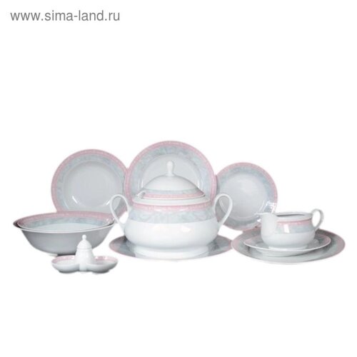 Столовый сервиз 6/25 Jana, декор «Серый мрамор с розовым кантом», 25 предметов