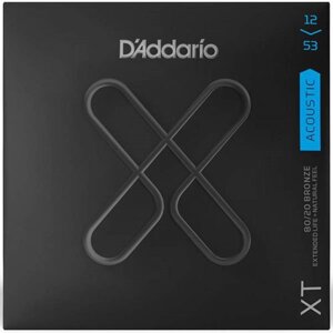 Струны для акустической гитары D'Addario XTABR1253 XT бронза 80/20, 12-53, с покрытием