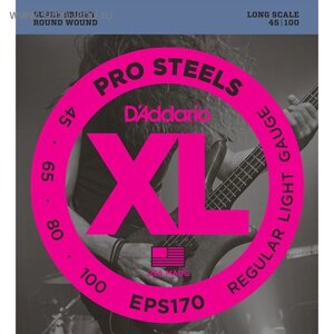 Струны для бас-гитары D'Addario EPS170 ProSteels Light, 45-100, Long Scale