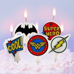 Свеча для торта "С Днем Рождения!5 штук, Супергерои