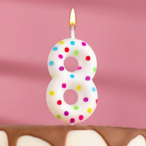 Свеча в торт на день рождения «Цветное конфетти», цифра "8", 5.5 см