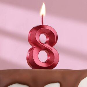 Свеча в торт на шпажке «Грань», цифра "8", 5 см, красная