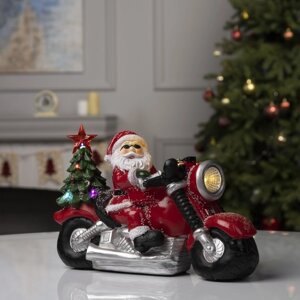 Светодиодная фигура «Дед Мороз на мотоцикле» 30 10 6 см, полистоун, батарейки ААх3 (не в комплекте), свечение мульти