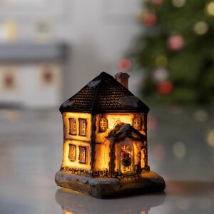 Светодиодная фигура «Дом» 5 4 4 см, керамика, батарейки AG13х2, свечение тёплое белое
